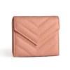 Blush pink leather wallet with chevron stitching