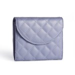 3 pack soft pu rhombus pattern quilted lipstick & card holder portable & durable cosmetic pouch / coin purse (pink & purple & black large rhombus pattern set) Lavender quilted leather wallet with flap closure