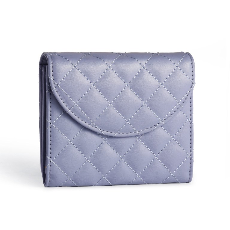 3 pack soft pu rhombus pattern quilted lipstick & card holder portable & durable cosmetic pouch / coin purse (pink & purple & black large rhombus pattern set) Lavender quilted leather wallet with flap closure