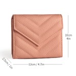3 pack soft pu rhombus pattern quilted lipstick & card holder portable & durable cosmetic pouch / coin purse (pink & purple & black large rhombus pattern set) Pink textured leather wallet with stitched flap