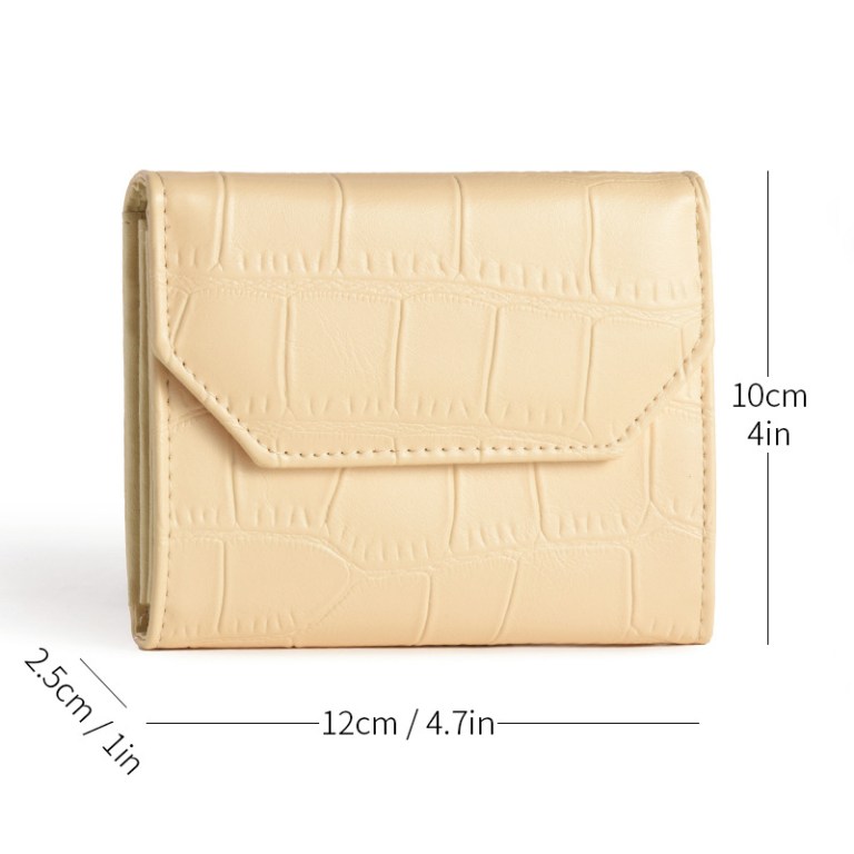 3 pack soft pu rhombus pattern quilted lipstick & card holder portable & durable cosmetic pouch / coin purse (brown quilted & beige crocodile pattern & black crocodile pattern set) Beige crocodile-texture wallet with flap closure