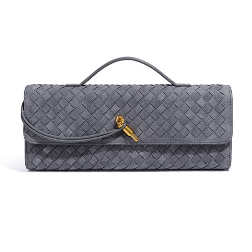 v888 elosung41396 202512091015 00.jpg Grey woven leather clutch with gold clasp