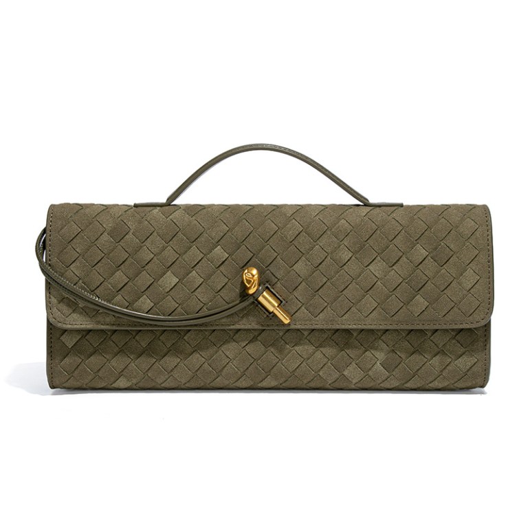 v888 elosung41397 202512091015 00.jpg Olive woven leather clutch with gold clasp