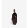 Side view of brown leather handbag