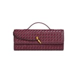 Burgundy woven leather clutch with gold clasp