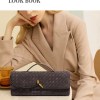 retro woven baguette handbag for women suede texture pu leather shoulder crossbody bag elegant evening clutch burgundy Woven leather clutch on table beside model