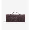 retro woven baguette handbag for women suede texture pu leather shoulder crossbody bag elegant evening clutch burgundy Back view of brown woven leather clutch