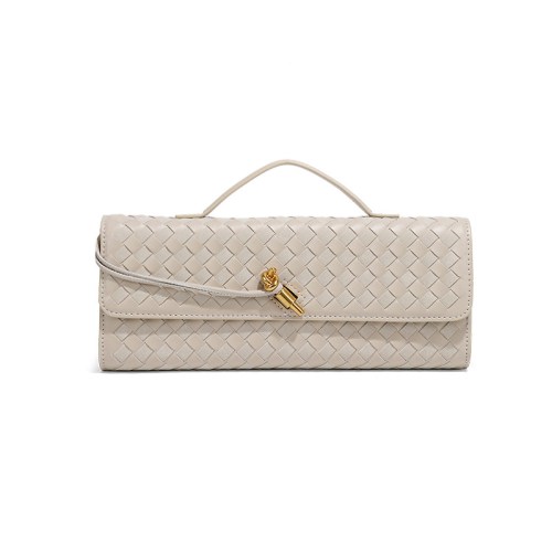 v888 elosung41402 202512091016 00.jpg Beige woven leather clutch with gold clasp