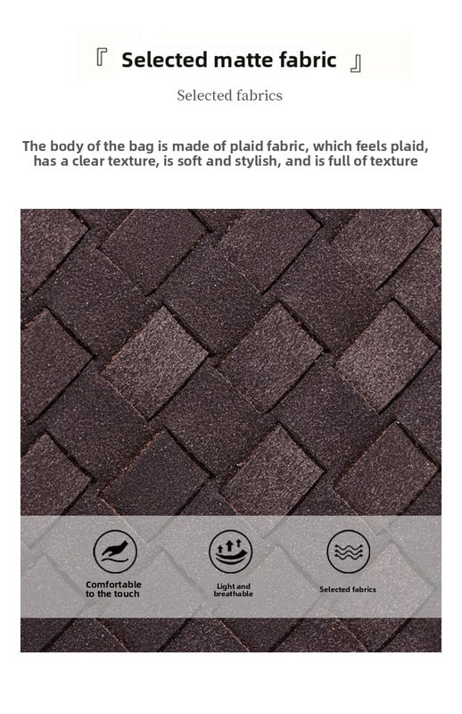 retro woven baguette handbag for women suede texture pu leather shoulder crossbody bag elegant evening clutch sand color Close-up of woven matte plaid fabric texture