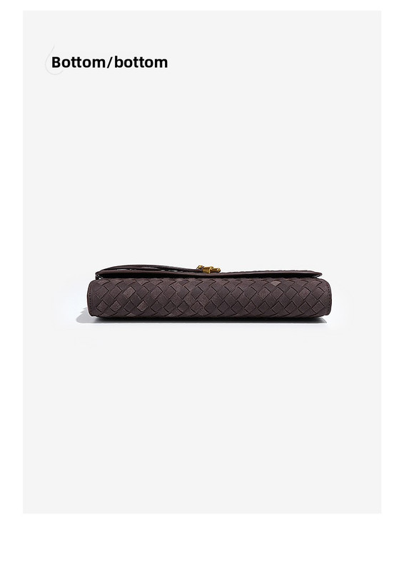 retro woven baguette handbag for women suede texture pu leather shoulder crossbody bag elegant evening clutch sand color Bottom view of woven leather clutch bag