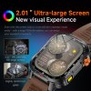 rugged outdoor smart watch for men 1100mah extra long battery with led flashlight & compass 2.01 hd screen bluetooth calling ip68 waterproof fitness tracker black" Smartwatch with 2.01-inch ultra-large HD display