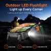 rugged outdoor smart watch for men 1100mah extra long battery with led flashlight & compass 2.01 hd screen bluetooth calling ip68 waterproof fitness tracker black" Outdoor LED flashlight smartwatch lighting mountain campsite