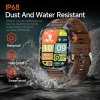 rugged outdoor smart watch for men 1100mah extra long battery with led flashlight & compass 2.01 hd screen bluetooth calling ip68 waterproof fitness tracker black" IP68 dust and water resistant smartwatch splashing
