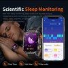 rugged outdoor smart watch for men 1100mah extra long battery with led flashlight & compass 2.01 hd screen bluetooth calling ip68 waterproof fitness tracker black" Man sleeping with smartwatch sleep tracking display