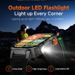 Outdoor LED flashlight smartwatch with hikers at night