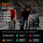 Smartwatch displaying cycling stats with riders behind