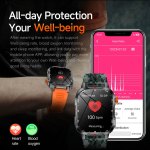 Smartwatch displaying heart rate and health tracking app