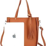 grey 4 piece women bag set lychee grain pu leather large capacity tote shoulder bag crossbody clutch and card holder for daily travel and work use Tan leather tote bag with tablet