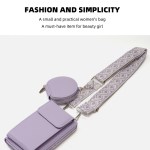 Lavender women’s crossbody bag with patterned strap
