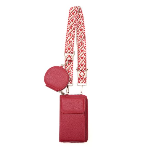 v888 elosung48653 202604081341 00.jpg Red leather phone crossbody with patterned strap