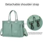 dark blue large canvas tote bag for women multi pocket utility organiser with wide adjustable shoulder strap trendy crossbody and handheld bag for work, shopping and travel daily comfort solution Mint green tote bag with detachable strap