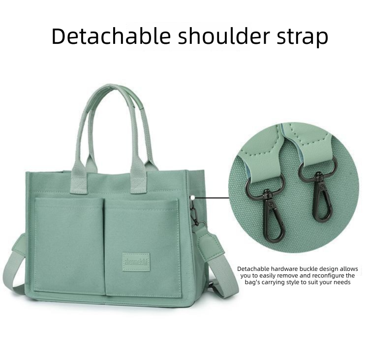 Mint green tote with detachable shoulder strap