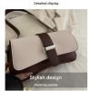 red fashion retro crossbody bag french chic small shoulder bag women’s baguette underarm bag Two-tone brown and beige leather handbag