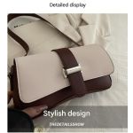 Two-tone brown and beige leather handbag