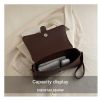 red fashion retro crossbody bag french chic small shoulder bag women’s baguette underarm bag Open brown leather handbag showing storage capacity