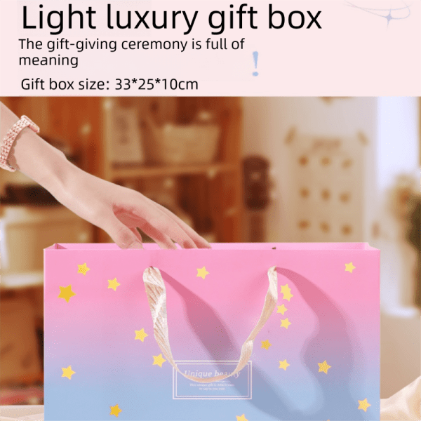 pink and white winter scarf gift box set for women (earmuffs, gloves, and scarf 3 piece set) soft warm scarf with luxury gift packaging birthday present for girlfriend wife daughter Pink and blue luxury gift box with stars
