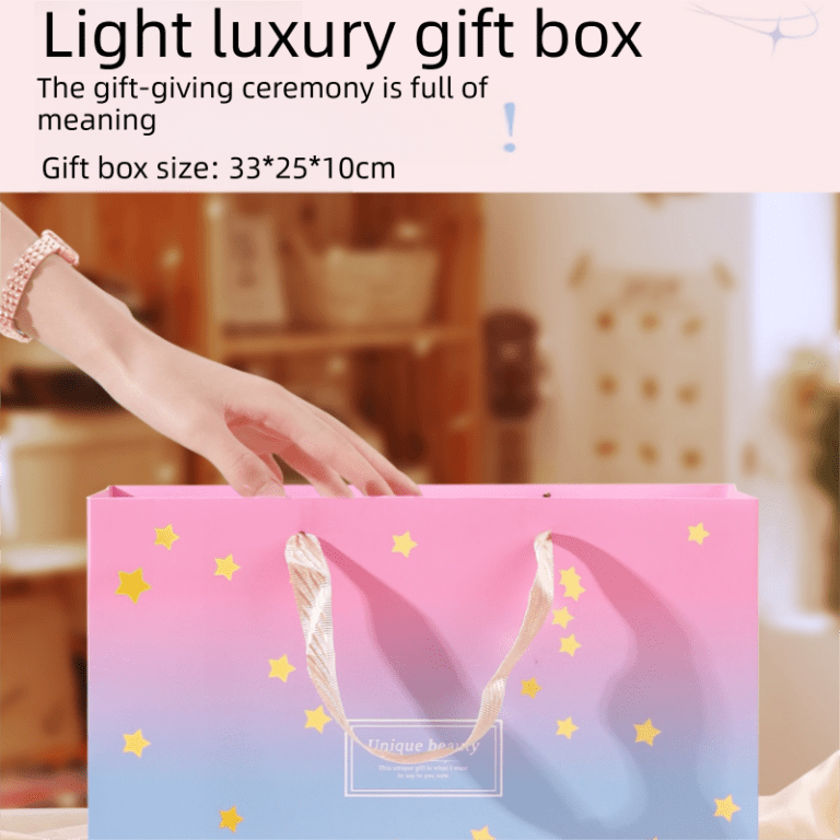 pink and white winter scarf gift box set for women (earmuffs, gloves, and scarf 3 piece set) soft warm scarf with luxury gift packaging birthday present for girlfriend wife daughter Pink and blue luxury gift box with stars