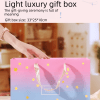pink and white winter scarf gift box set for women (4 piece set: earmuffs, hat, gloves, and scarf) soft warm scarf with luxury gift packaging birthday present for girlfriend wife daughter Pink luxury gift box with star pattern