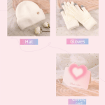 pink and white winter scarf gift box set for women (4 piece set: earmuffs, hat, gloves, and scarf) soft warm scarf with luxury gift packaging birthday present for girlfriend wife daughter Cream knit hat, gloves and greeting card