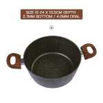 Speckled nonstick cooking pot with wood-look handles