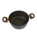 Speckled nonstick cooking pot with wood-look handles