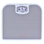 White analogue bathroom scale with dial display