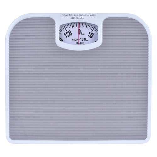 White analogue bathroom scale with dial display