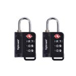 Two black TSA combination padlocks on white background