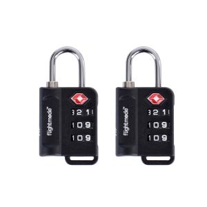 Two black TSA combination padlocks on white background