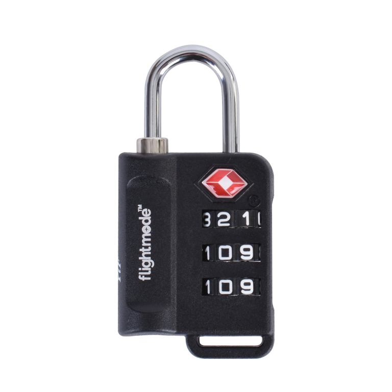 Black TSA combination padlock with metal shackle