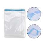 Clear resealable plastic ziplock storage bag with blue seal