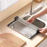 v915 ho0302 202509250846 00.jpg Roll-up stainless steel dish rack over sink