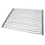 silver over sink draining rack with anti slip grips Stainless steel dish drying rack on white background