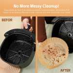 Air fryer basket before and after liner use