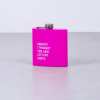 Pink hip flask with funny gym quote