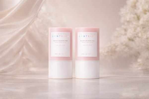 Two pink Centella calming clay stick masks