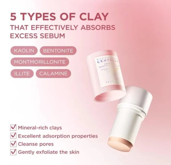Five types of clay for excess sebum control