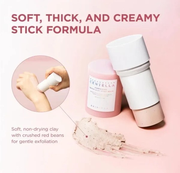 Creamy clay skincare stick with pink packaging