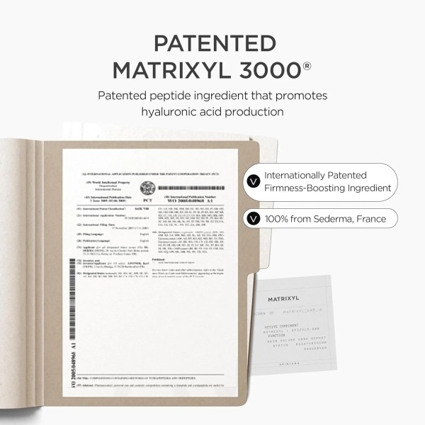 skin1004 madagascar centella matrixyl 10 boosting shot ampoule 30ml Patented Matrixyl 3000 skincare ingredient document display