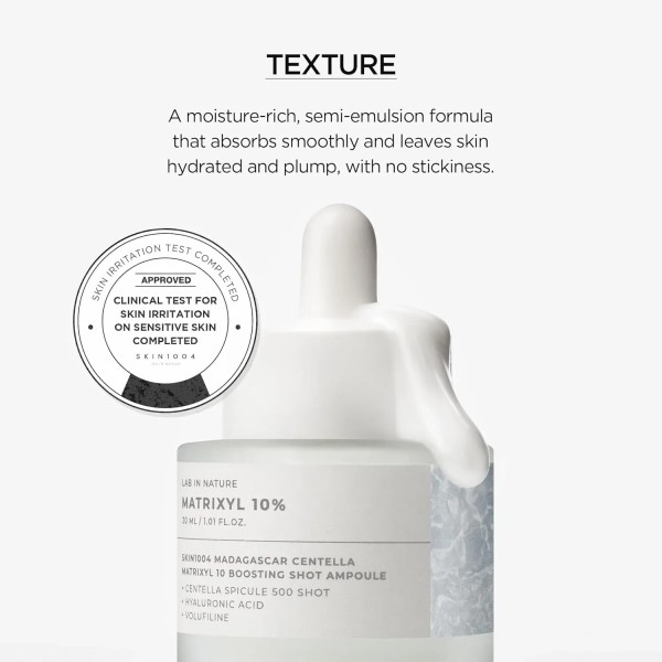 skin1004 madagascar centella matrixyl 10 boosting shot ampoule 30ml Matrixyl 10% serum bottle with dropper